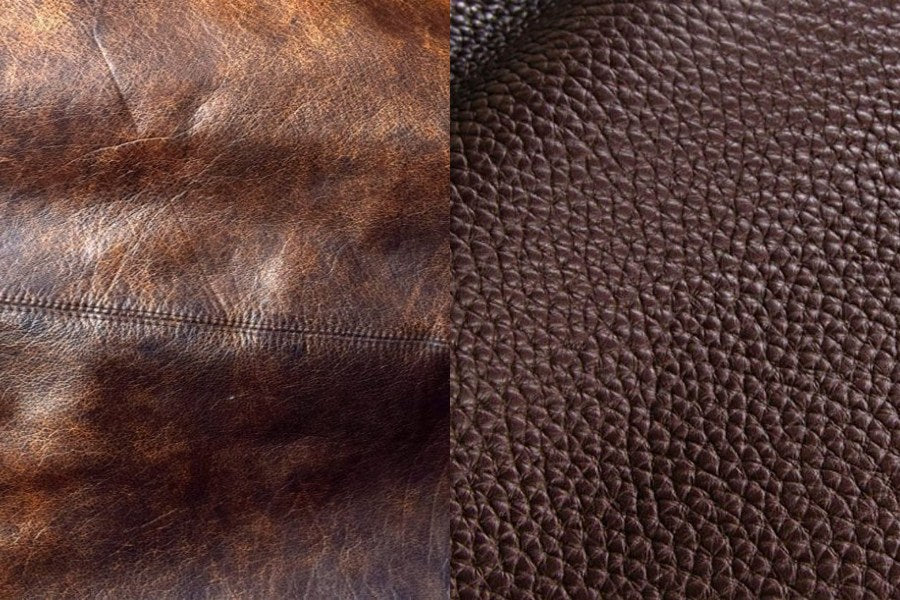 Sự khác nhau giữa bề mặt da Genuine leather và da Full grain