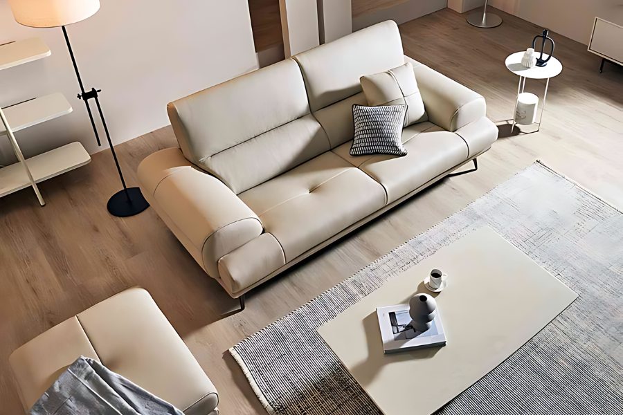 Sofa văng da cao cấp 2 chỗ tựa liền LEYTON