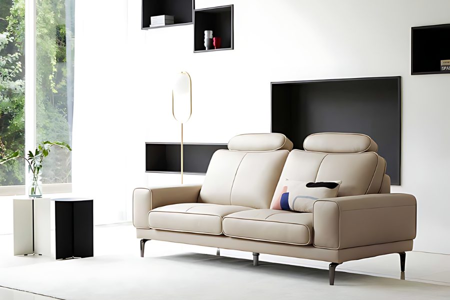Sofa văng da HEZAN 2 chõ tựa liền