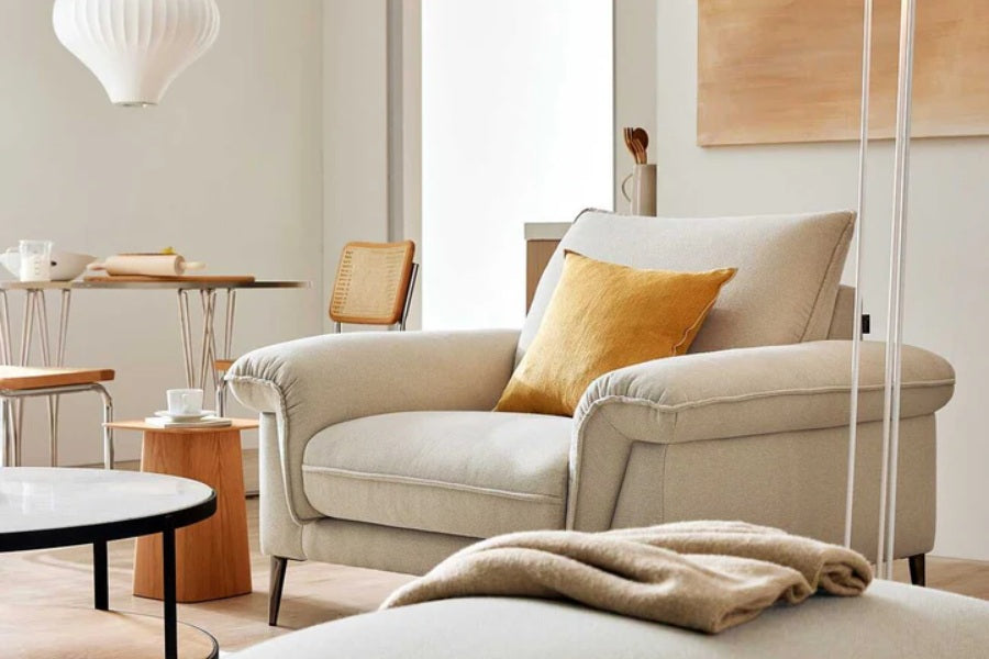 Sofa văng nỉ màu kem AXE