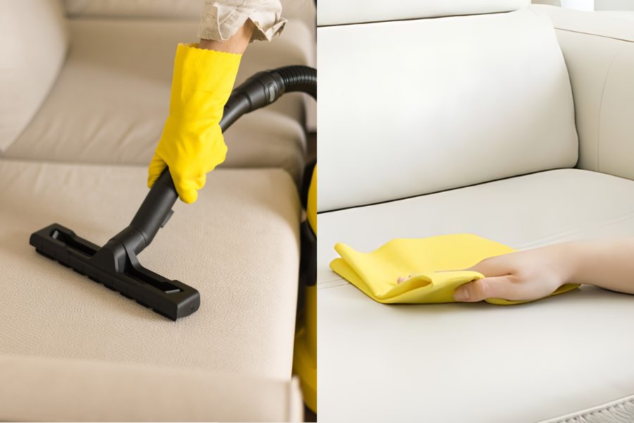 Vệ sinh ghế sofa màu kem