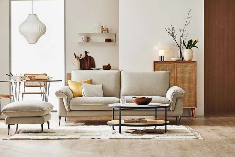 Sofa văng 2m2 bọc nỉ tựa liền - AXE