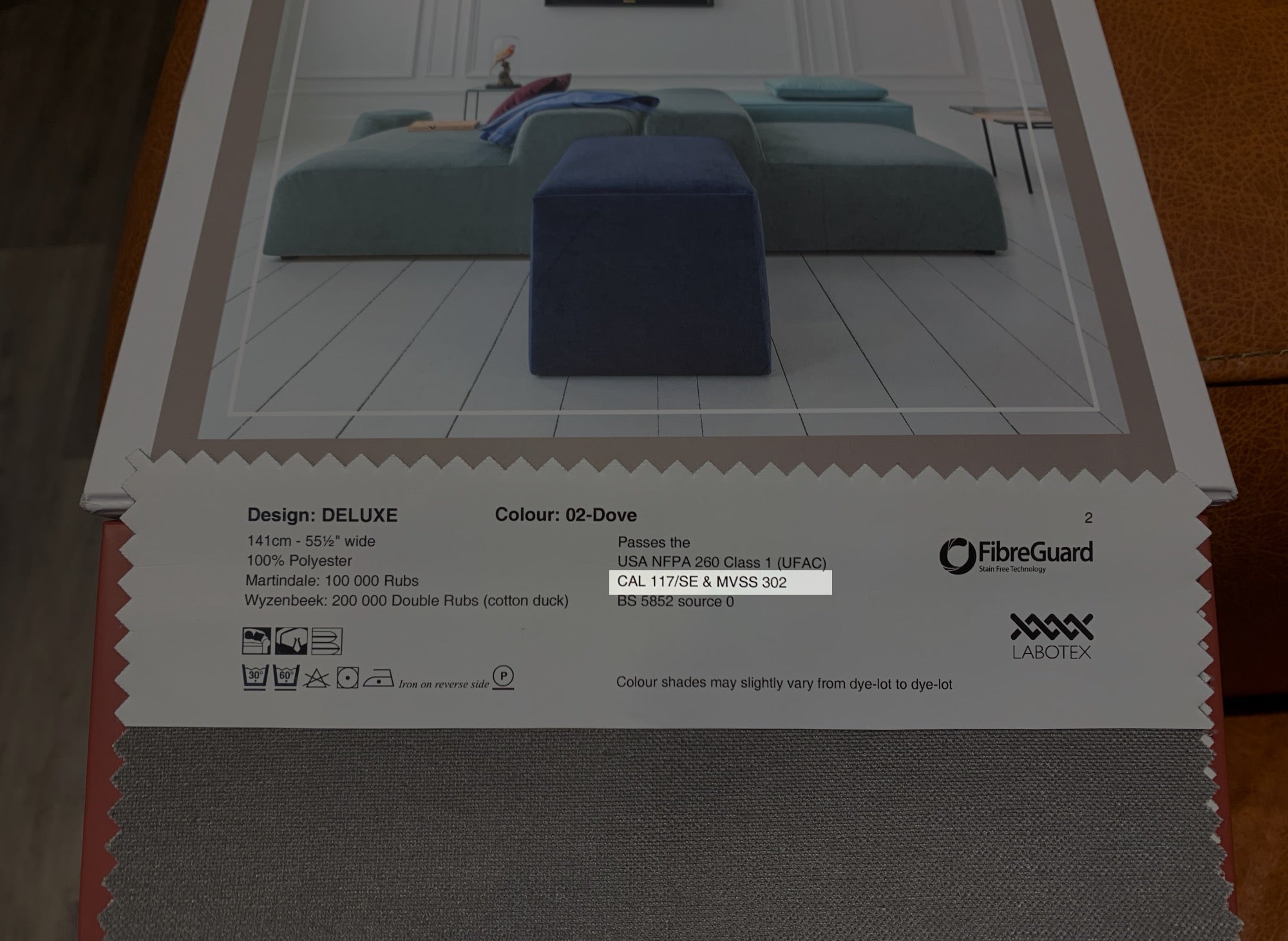 Vải nỉ bọc sofa của tập đoàn ACACIA luôn đạt tiêu chuẩn chống cháy CAL 117