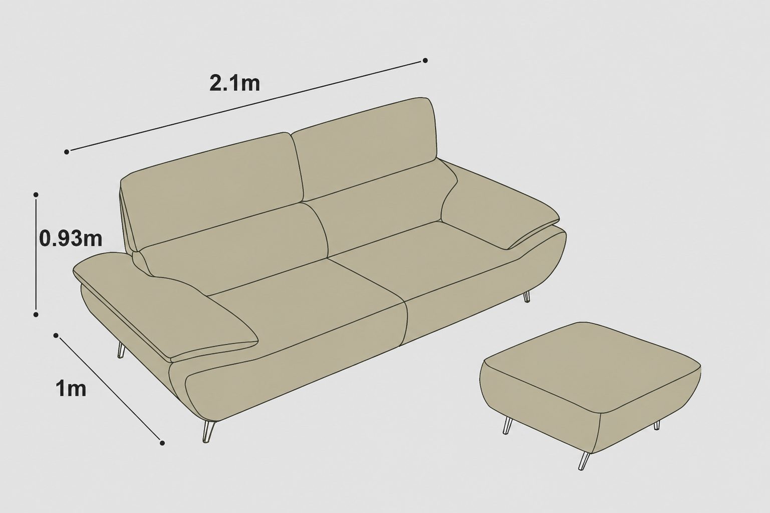 Bảng kích thước ghế sofa 2 chỗ chuẩn nhất hiện nay